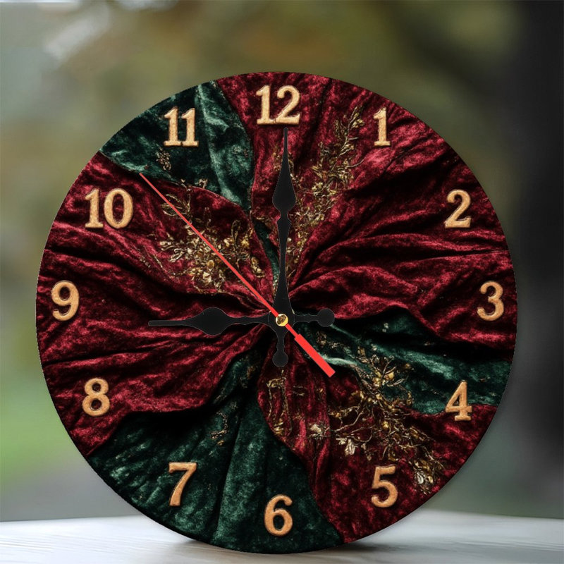 Horloge en velours rouge or vert