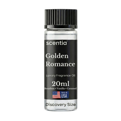 Huile pour diffuseur Golden Romance | Huile essentielle d'aromathérapie romantique pour l'amour et la soirée amoureuse | Huile de la collection Valentine avec mandrin, citron, bourbon et musc | 20 ml | 0,67 oz liq.