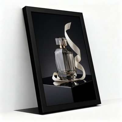 Faceted Glass Perfume Bottle With White Ribbon Canvas Wall Art