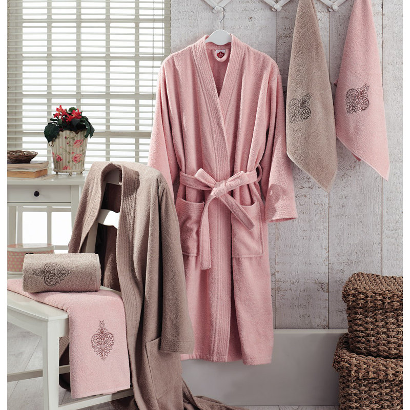 Cotton Mid-Calf Bathrobe with Pockets