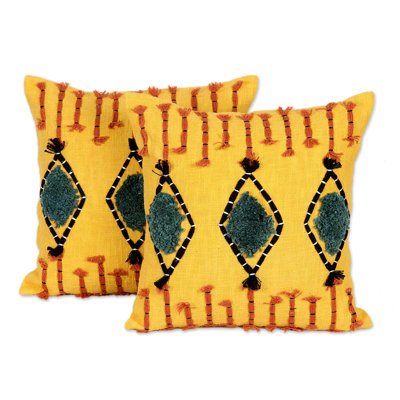 Novica Handmade Sunlight Bliss Cotton Cushion Covers (Pair)
