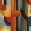 Motif de mosaïque rustique orange et bleu I - rideau occultant géométrique abstrait - 1 panneau-107536700