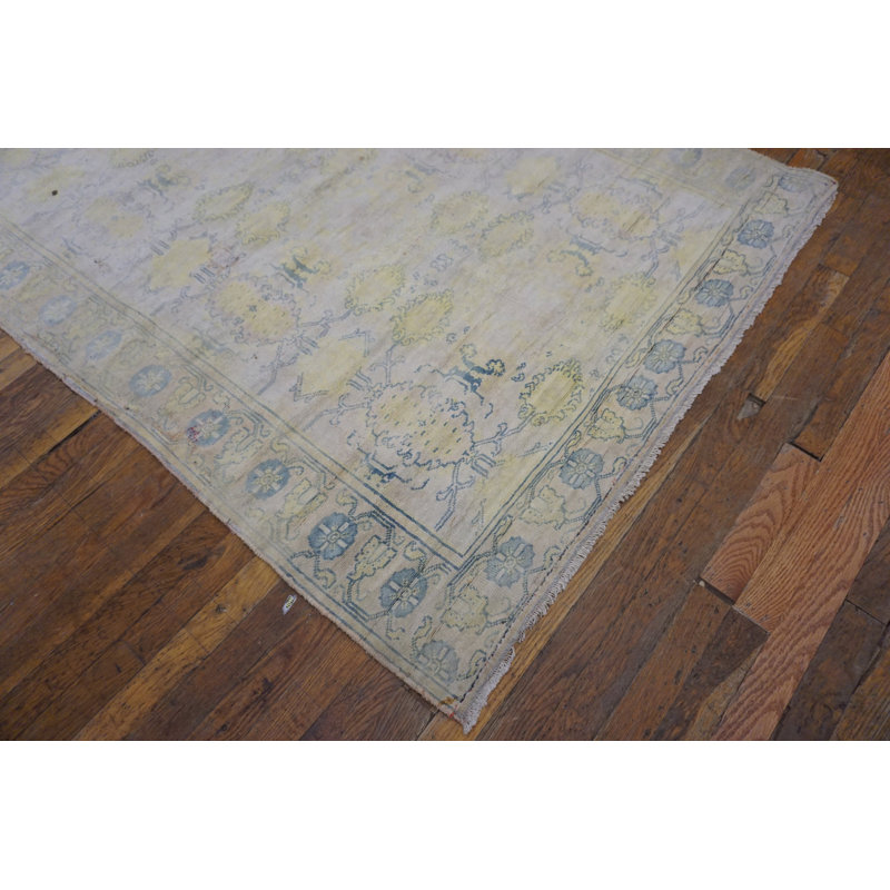 Light Decorative Washed Out Antique Small Indian Cotton Agra Rug