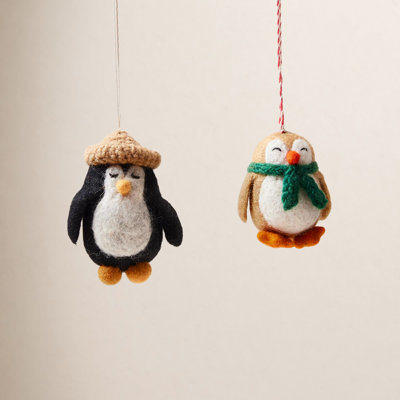 Felted Festive Penguin Ornament - Penelope Penguin