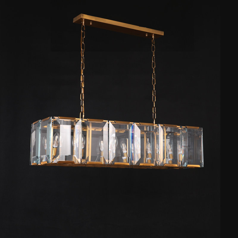 Lustre à 16 lumières Kovacev, Laiton laqué, H 12 po x l 72 po x P 17 po