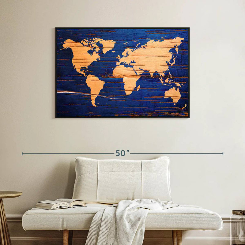 Aliaz Birch Cork World Map, 27" H x 40" W