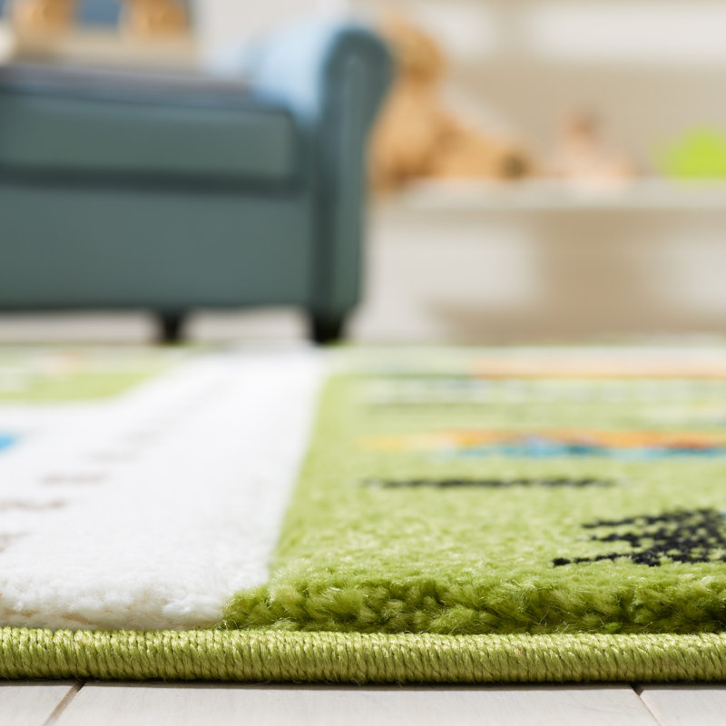 Zeno Abstract Green/Beige Area Rug, Rectangle 8' x 10'