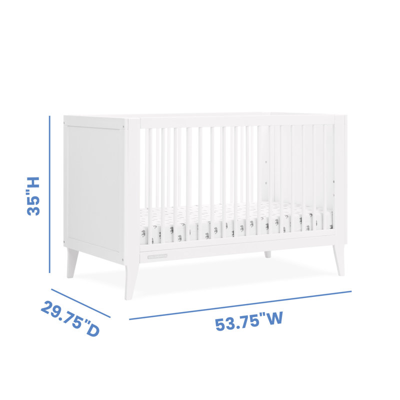 Bianca White Mid-Century Modern 4-in-1 Convertible Crib
