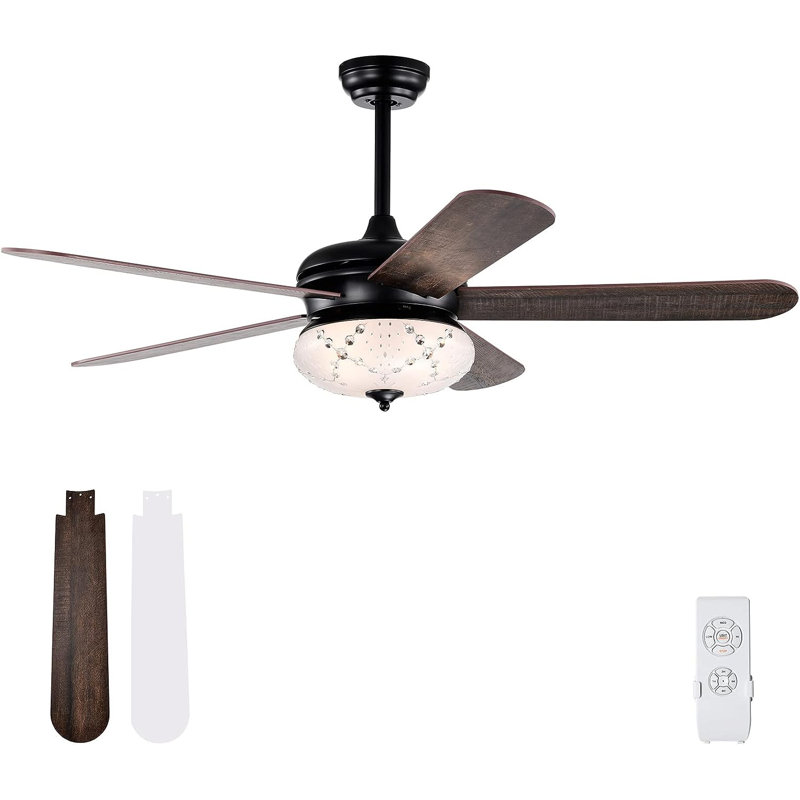Pyburn Ceiling Fan with Light Kit, Natural brown, White