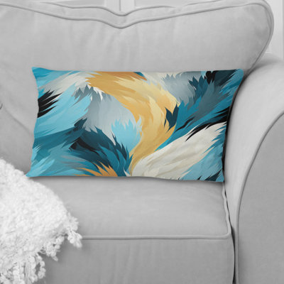 Coussin Turquoise contemporain Ikat Fusion - imprimé