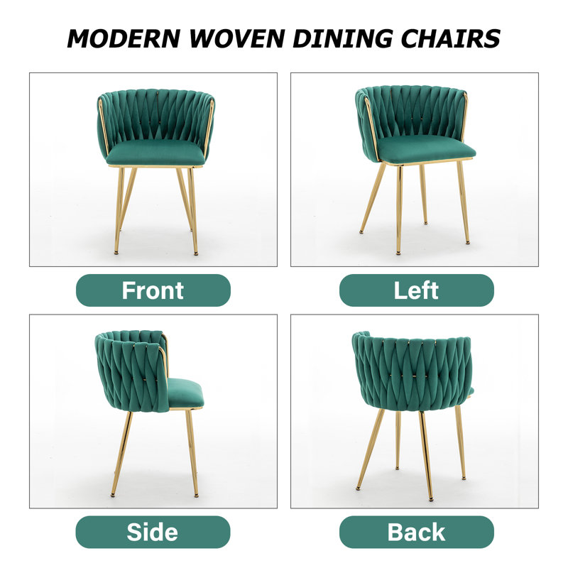 Evanni Velvet Upholstered Metal Side Chair, Green, 4