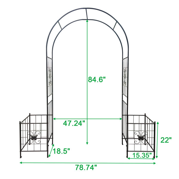 Red Barrel Studio Metal Garden Arch Trellis, 7.15Ft High, For Climbing ...