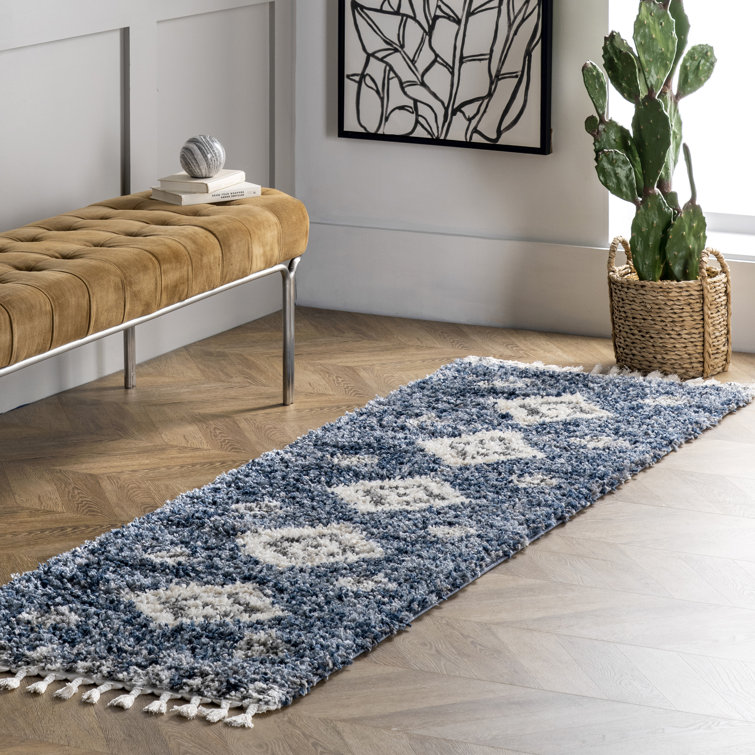 Hassan Geometric Blue Area Rug