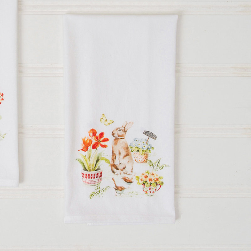Little Garden Rabbit Bunny Kitchen and Bathroom Graphic Print Hand Towel