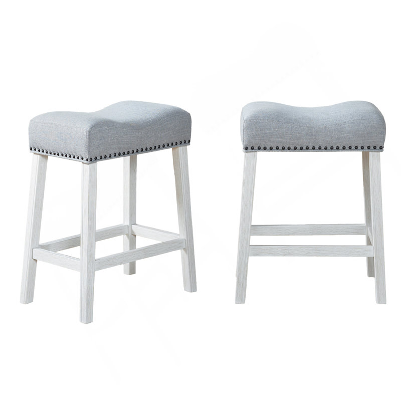 Ensemble de 2 tabourets Coco, Gris, Blanc