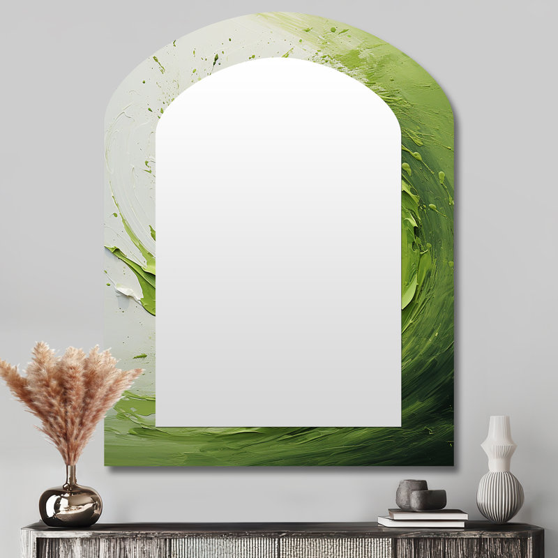 Vert et blanc spirale abstraite V, 43 po x 33 po