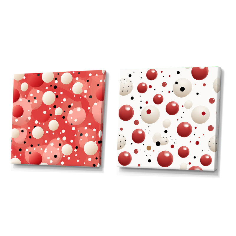 Playful Polka Dots V - Formes abstraites, ensemble de 2 carrés, Toile tendue, H 30 po x l 61 po