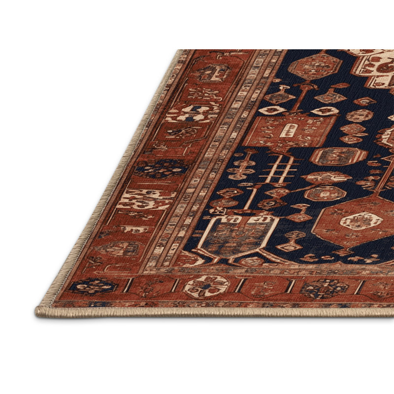 Machine Washable Turkish Brown Area Rug, Rond 6 pi