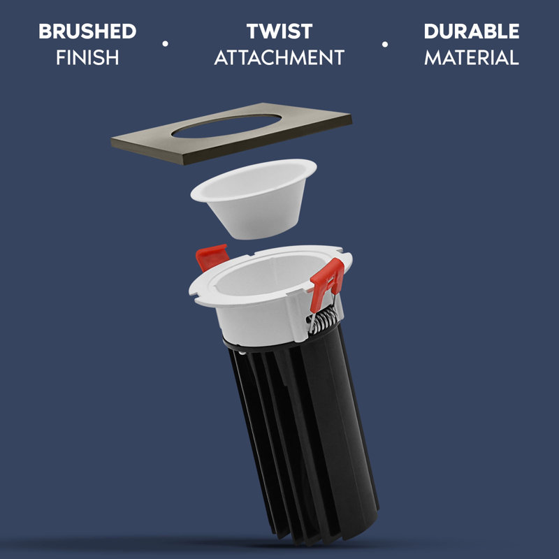 Ensemble de 12 ampoules encastrées DEL Luxrit 2 "à DEL, régressé profond sans lumière, rond blanc et carré nickel brossé interchangeable 5CCT 1000LM