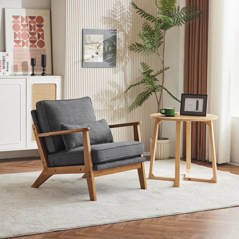 Upholstered Armchair, Grey Linen