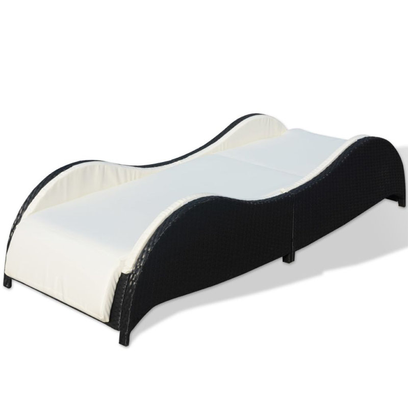 Vinton 80" Long Single chaise with Cushions, Black