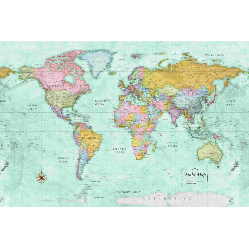 " Classic World Map 2 ", 8" H x 12" W