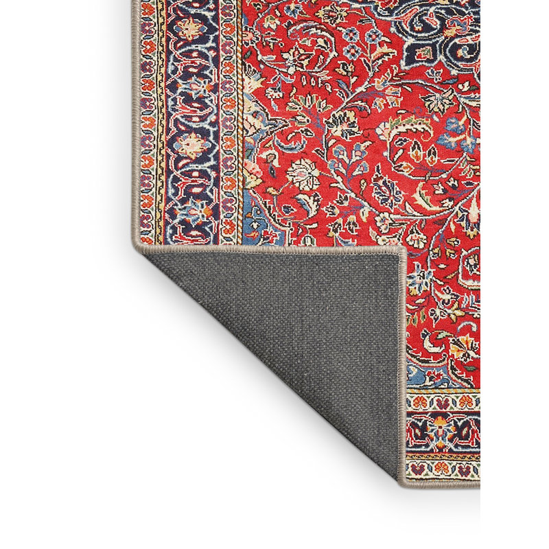 Tapis rouge/beige/noir traditionnel, Rectangle 2 pi x 4 pi