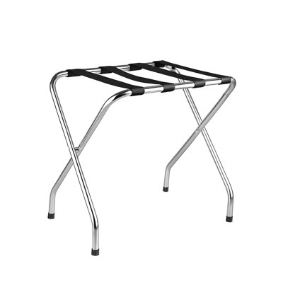 USTECH Single-Tier Luggage Rack – Chrome Foldable Suitcase Stand with Straps, Durable Self-Assembly Rack for Guest Room, Bedroom, Hotel, or Closet Storage (pack of 5)