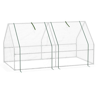 6' X 3' Outdoor Garden Portable Mini Greenhouse In White With Water - Repellent Pe Cover And Roll Up Zipper Ventilation Zippered