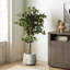 Ensemble de pots de fleurs ronds 15 pièces P 15,8 po, blanc brun imitation marbre avec trou de drainage