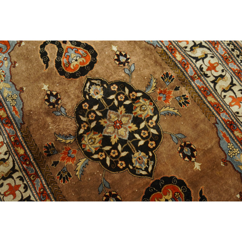 Vintage Silk Chinese Medallion Knotted Rug