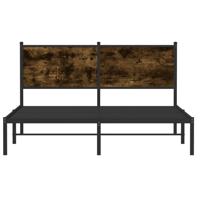 Borough Wharf Metal Bed Frame Without Mattress Smoked Oak, 140 x 190 cm