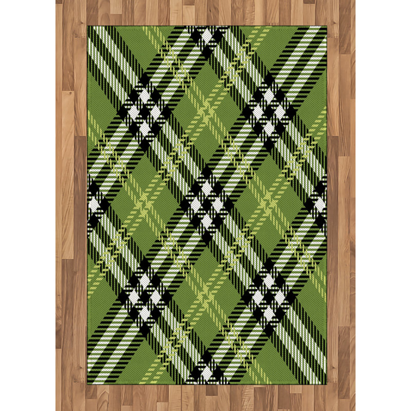 Tapis décoratif à haute densité en fibres de polyester à carreaux, Rectangle— 4 pi x 5 pi 8 po