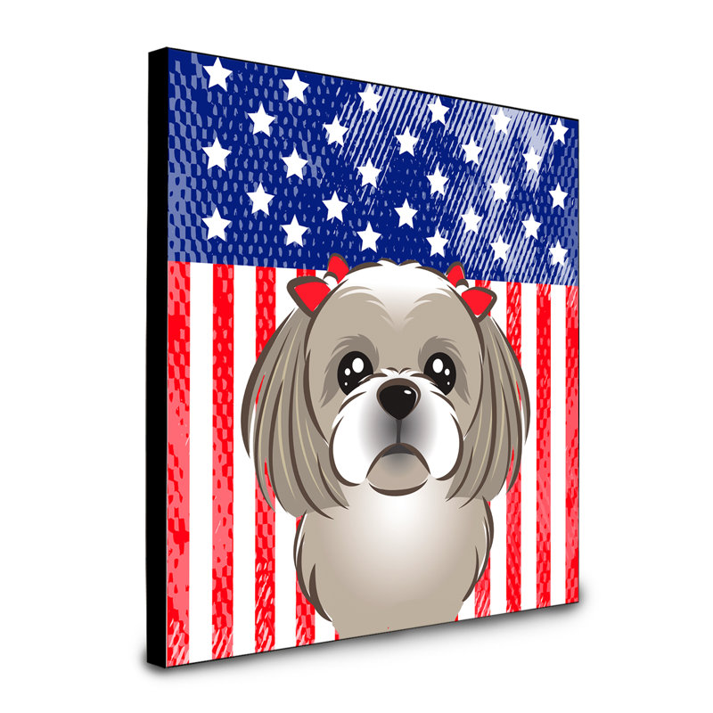 « american flag », art encadré Macomb, Shih Tzu Gris