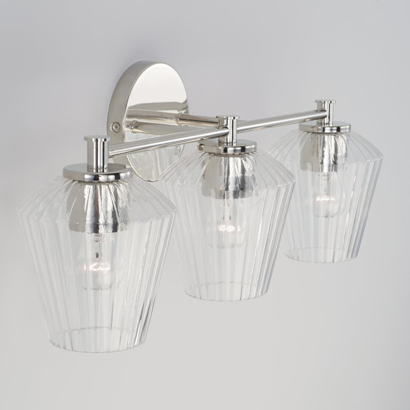 Éclairage de salle de bain à intensité variable 3 lumières Depner, Nickel poli