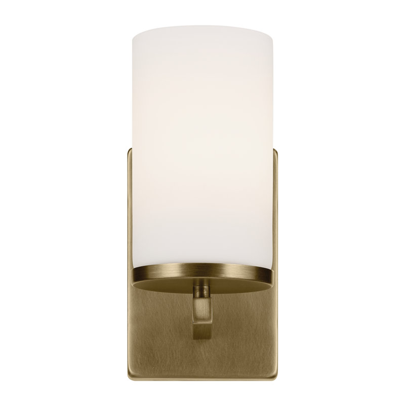 1-Light Brass Bath Vanity Wall Sconce with Clear Glass Shade, Brass