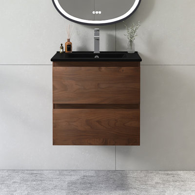 24" Wall-Mounted Bathroom Vanity With Ceramic Sink