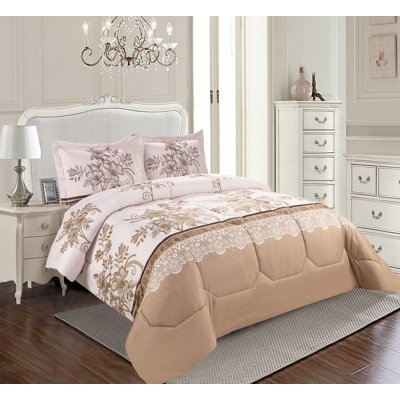 Microfiber Floral Bedspread with Pillow Shams