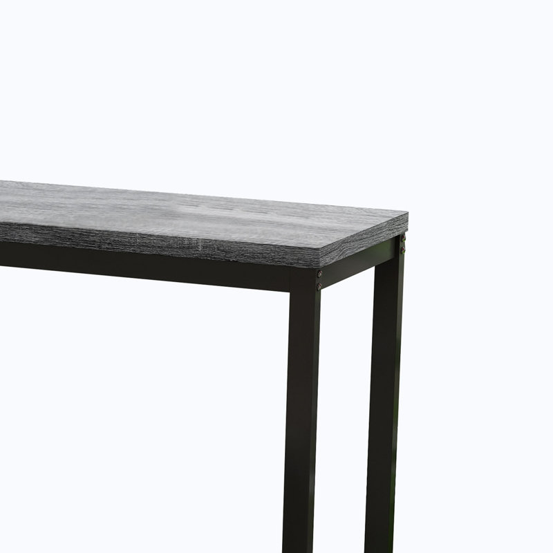 Long Dining Table Set with 3 Stools, Gray