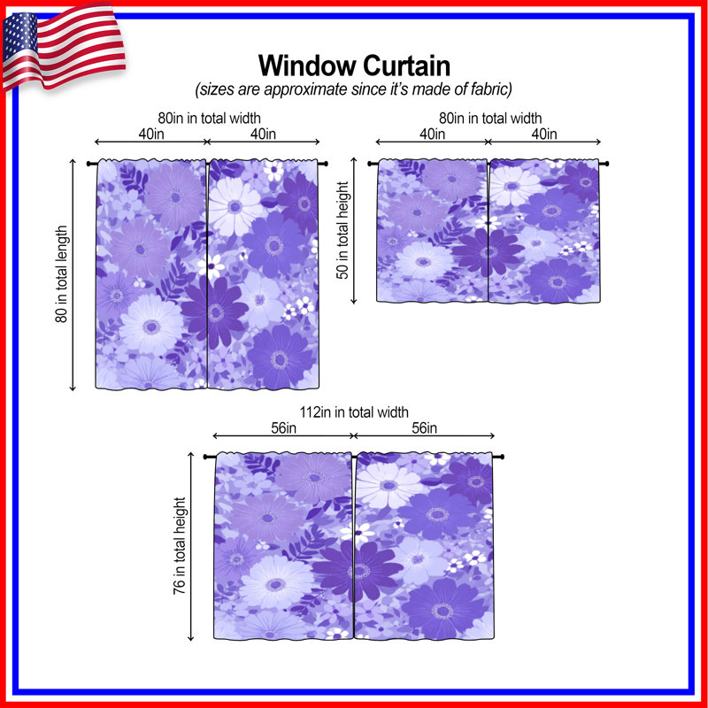Rideaux de fenêtre à motif floral obscurcissant et obscurcissant - 2 panneaux, 40in x 80in - 2 panels