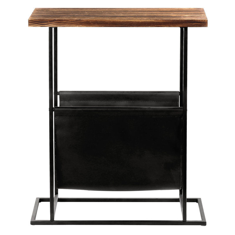 Solid Wood Top End Table, Dark Brown
