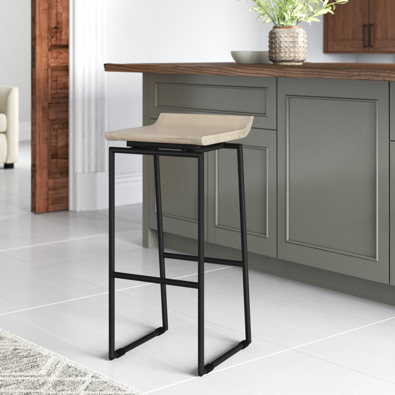 Barlow Counter Stool with Metal Frame, Counter Stool (24.25" Seat Height), Silver/Natural