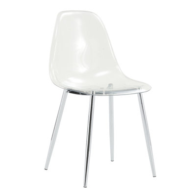 Chaise en plastique transparent. Pieds en métal de style moderne. Ergonomique et confortable, 250 lb par chaise. P 18,08 po x l 17,73 po x H 32,36 po. Assemblage inclus avec capacité moderne et ergonomique de 4 pour réunion.