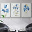 «Blue Blossom Botanical I», ensemble de 3 cadres flottants sur toile-97759130-97759131