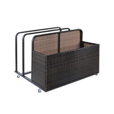 Outdoor Patio Pool Float Storage with Wheels, Waterproof Poolside Storage Basket Outdoor Rolling Pool Toy Organizer for Floaties, Noodles, Life Vests, Beach Balls