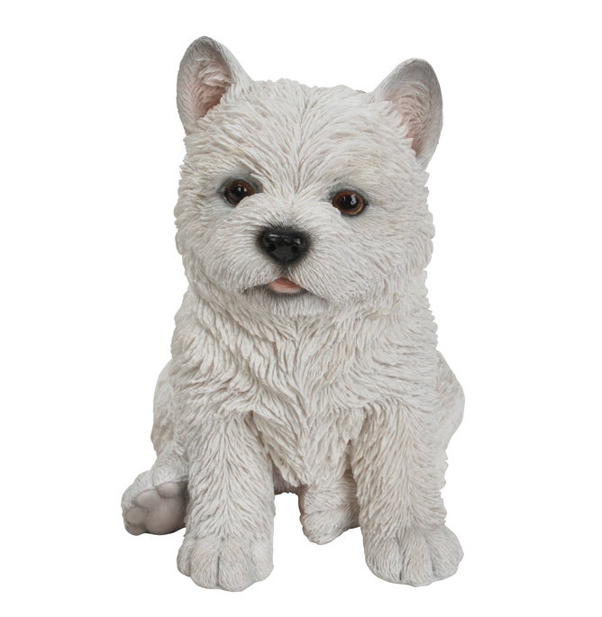 Statue chiot terrier blanc