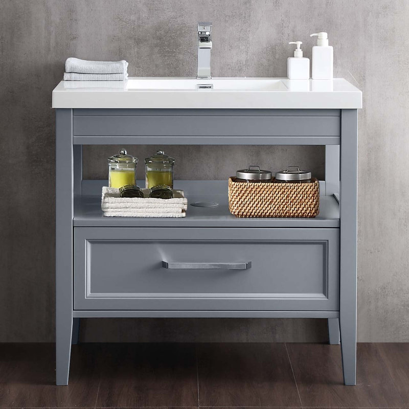Ensemble de meuble-lavabo simple 37 po Lyon, Gris-bleu