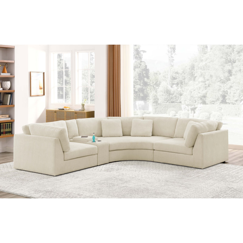 Canapé modulaire Namus, Velours côtelé beige