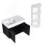 Meuble-lavabo mural de 30 po avec lavabo et support de rangement, lavabo gauche en résine à bords épais, ensemble KD