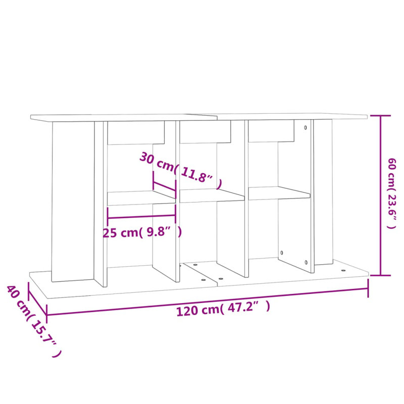 Vidaxl Aquarium Stand Engineered Wood, Sonoma Oak, 60"H x 120"W x 40"D